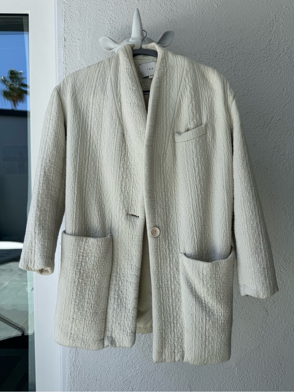 IRO Cream Textured Shawl-Collar Jacket